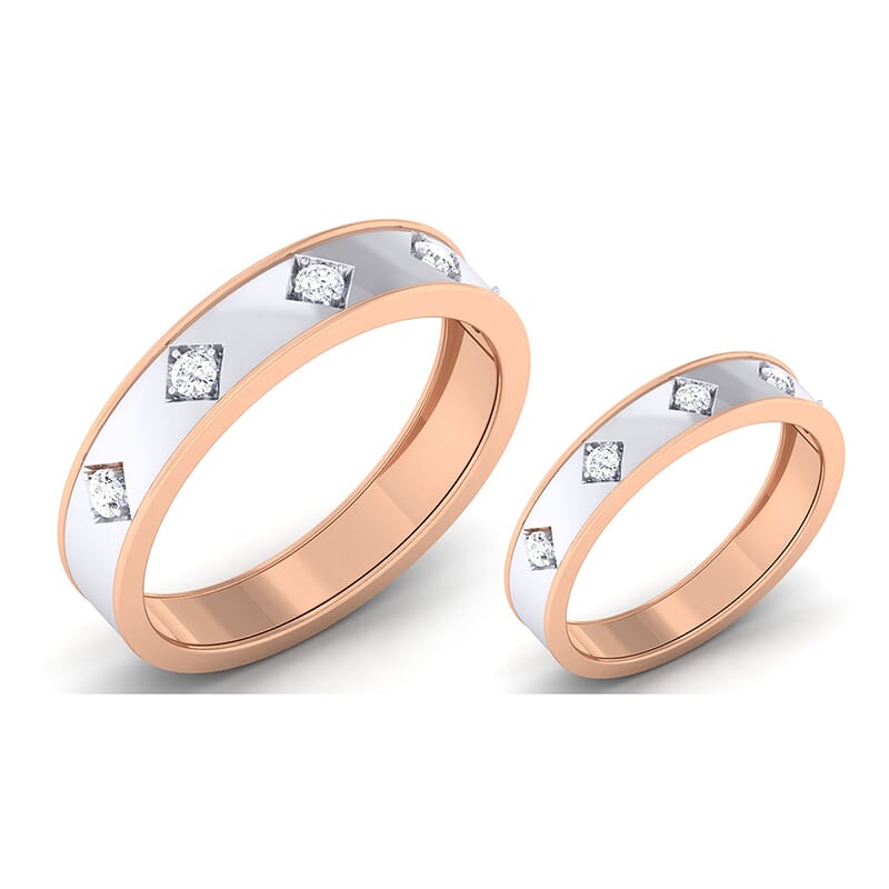 18K Gold and 0.34 Carat E Color and VS Clarity Diamond Couple Ring