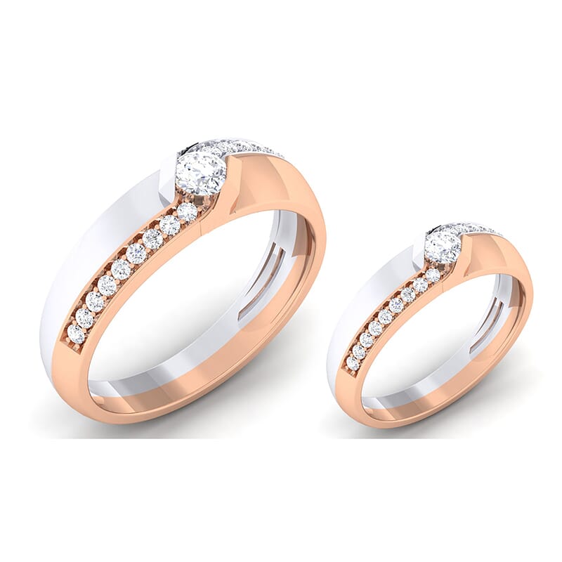 18K Gold and 1.05 Carat E Color and VS Clarity Diamond Couple Ring