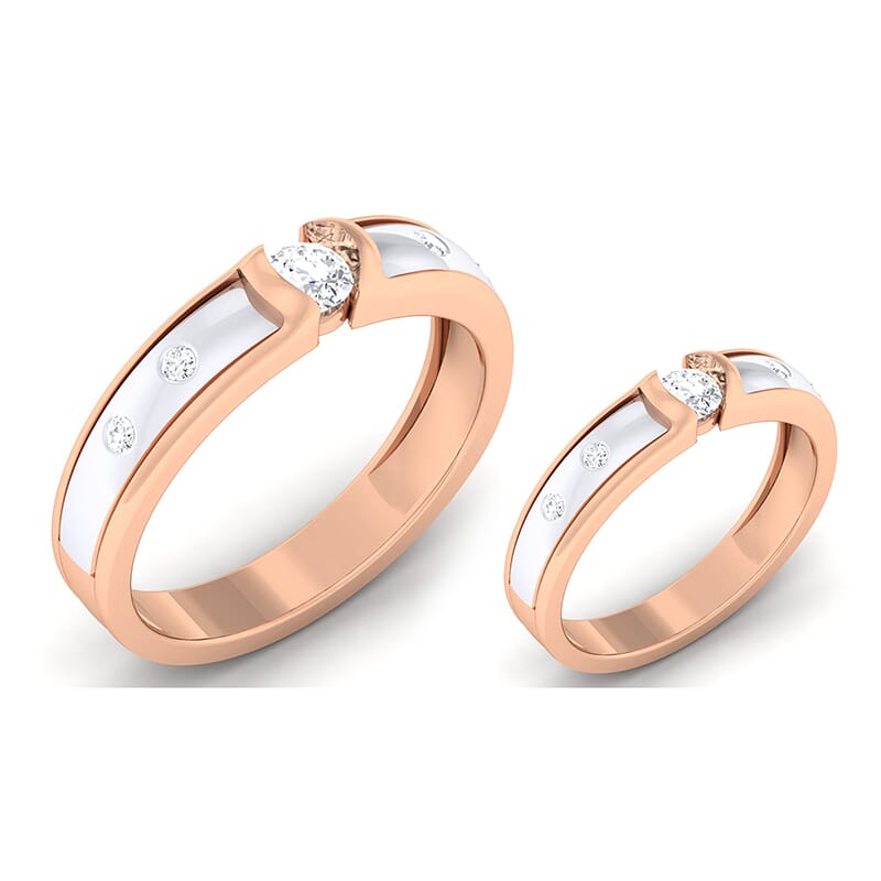 18K Gold and 0.82 Carat E Color and VS Clarity Diamond Couple Ring