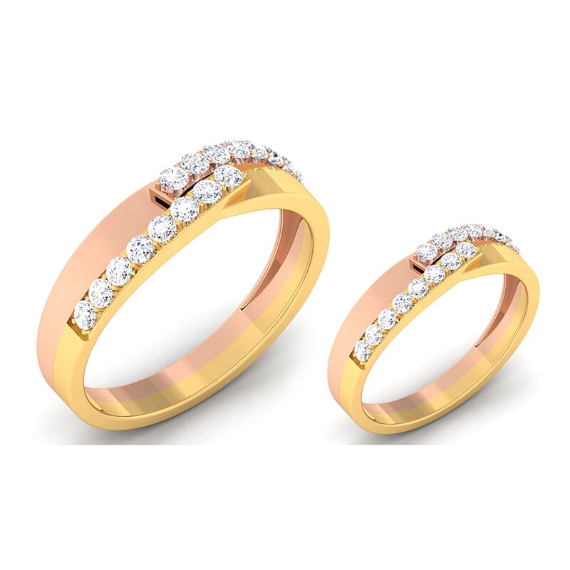 18K Gold and 0.96 Carat E Color and VS Clarity Diamond Couple Ring