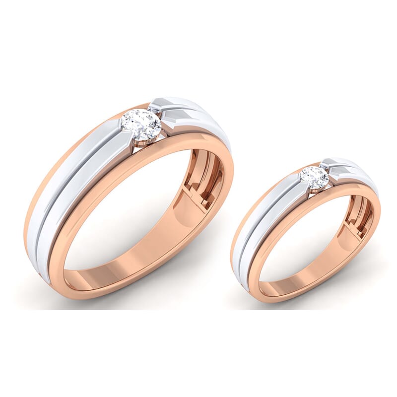 18K Gold and 0.57 Carat E Color and VS Clarity Diamond Couple Ring