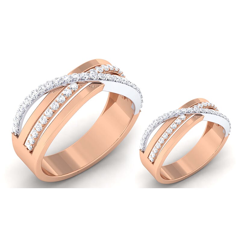 18K Gold and 1.08 Carat E Color and VS Clarity Diamond Couple Ring