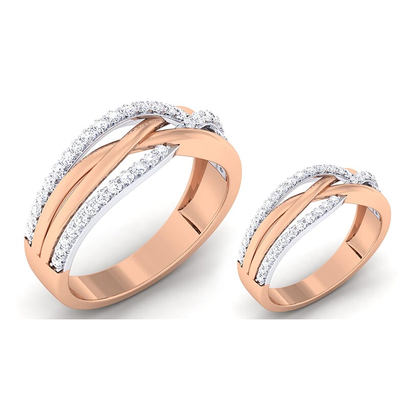 18K Gold and 1.00 Carat E Color and VS Clarity Diamond Couple Ring