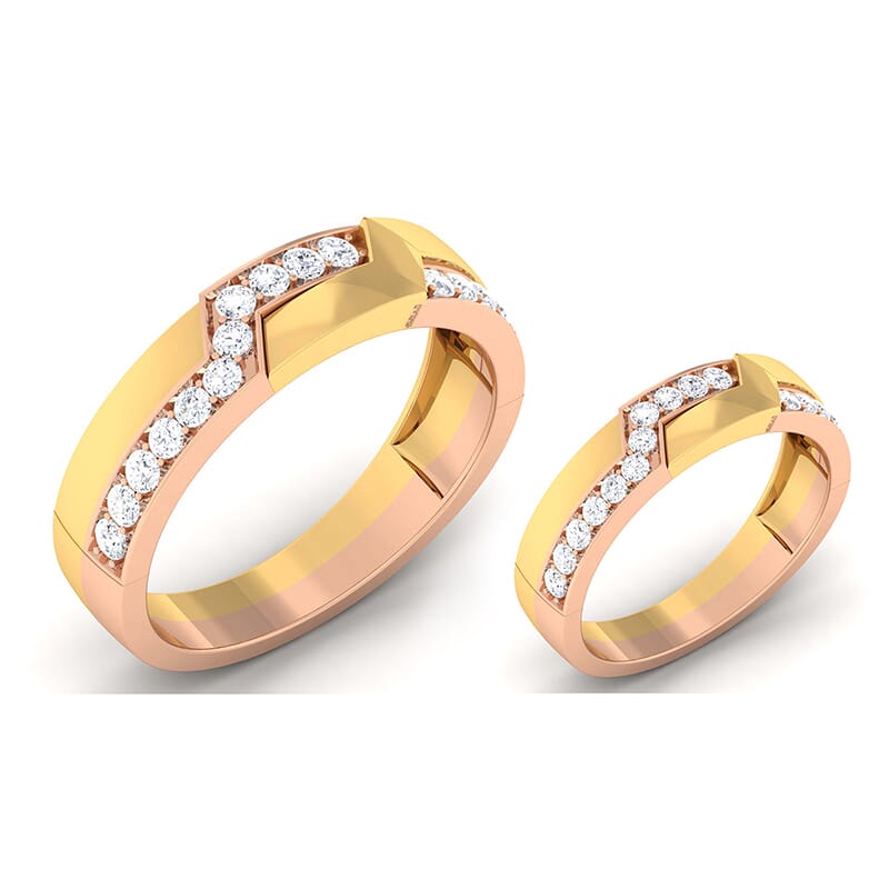 18K Gold and 0.71 Carat E Color and VS Clarity Diamond Couple Ring