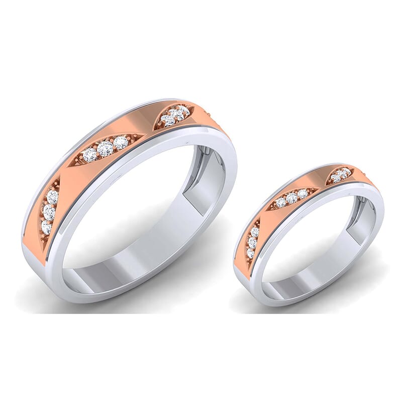 18K Gold and 0.33 Carat E Color and VS Clarity Diamond Couple Ring