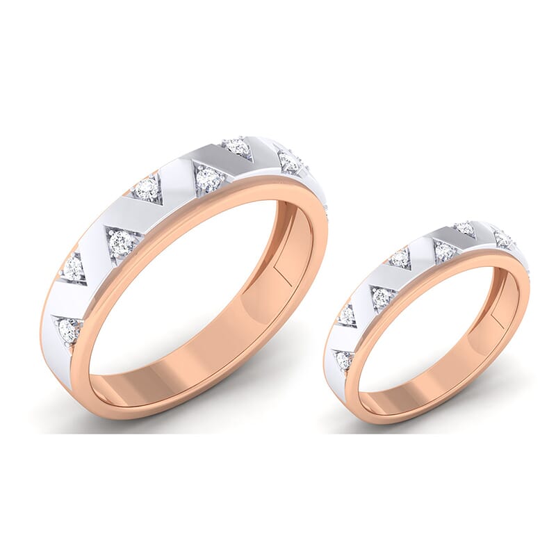 18K Gold and 0.27 Carat E Color and VS Clarity Diamond Couple Ring