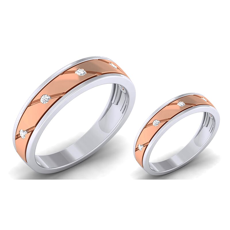 18K Gold and 0.21 Carat E Color and VS Clarity Diamond Couple Ring