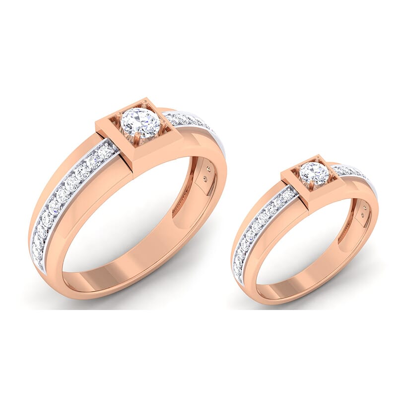 18K Gold and 1.15 Carat E Color and VS Clarity Diamond Couple Ring