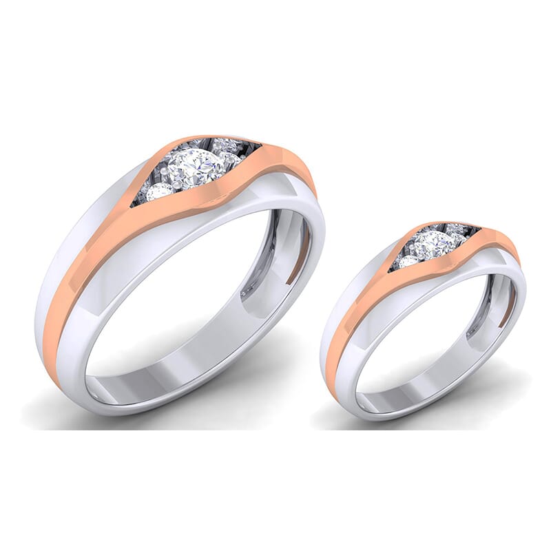 18K Gold and 0.68 Carat E Color and VS Clarity Diamond Couple Ring