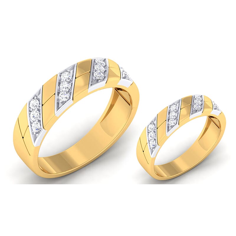 18K Gold and 0.48 Carat E Color and VS Clarity Diamond Couple Ring