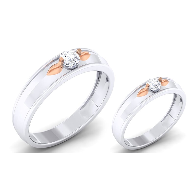 18K Gold and 0.57 Carat E Color and VS Clarity Diamond Couple Ring