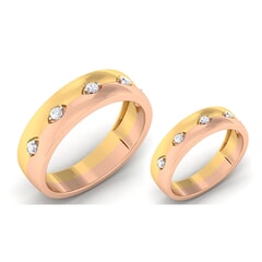 18K Gold and 0.24 Carat E Color and VS Clarity Diamond Couple Ring