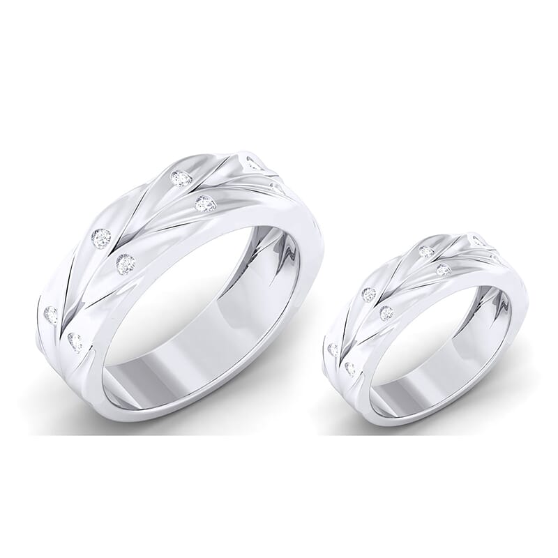 18K Gold and 0.24 Carat E Color and VS Clarity Diamond Couple Ring