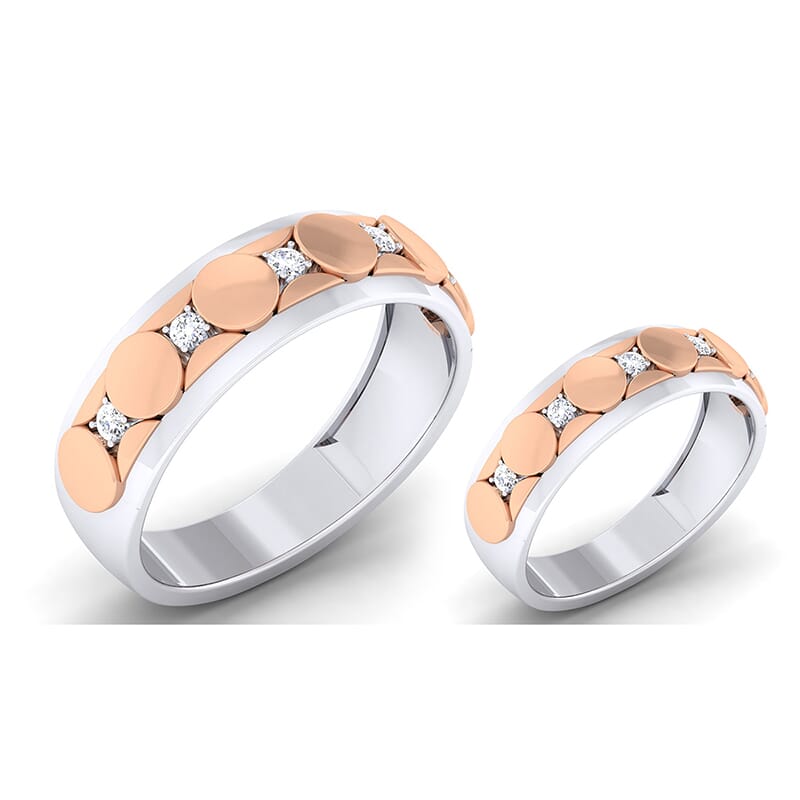 18K Gold and 0.20 Carat E Color and VS Clarity Diamond Couple Ring