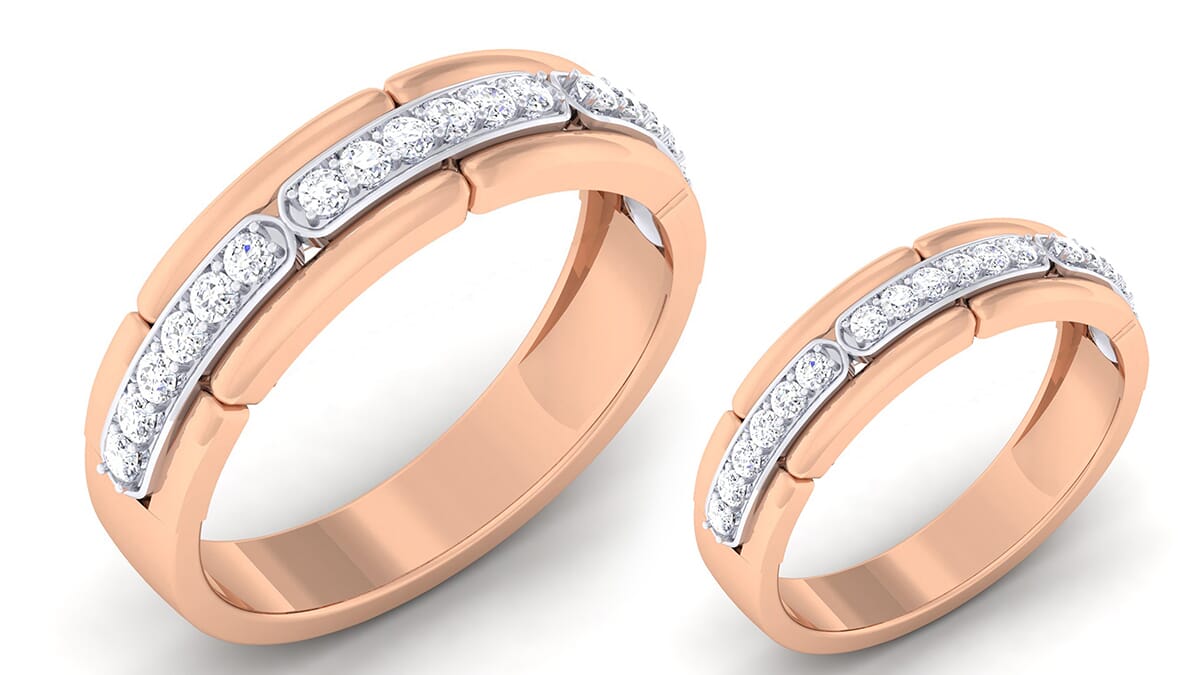 18K Gold and 0.73 Carat E Color and VS Clarity Diamond Couple Ring