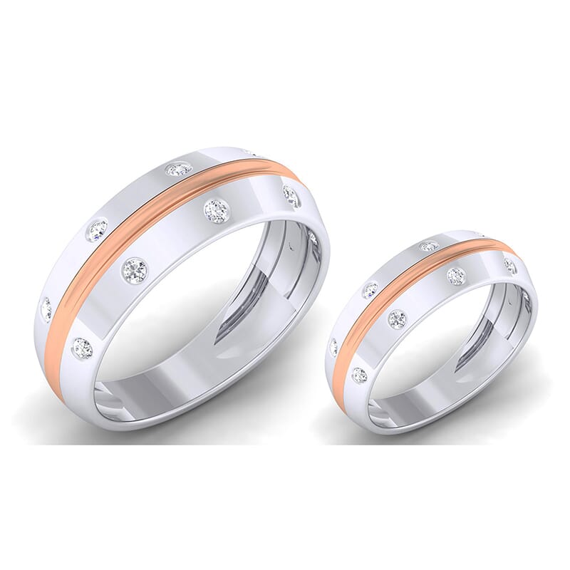 18K Gold and 0.50 Carat E Color and VS Clarity Diamond Couple Ring