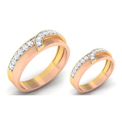 18K Gold and 0.72 Carat E Color and VS Clarity Diamond Couple Ring