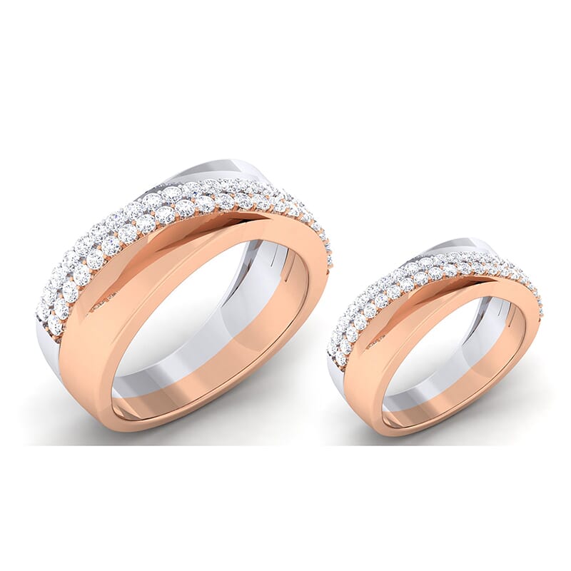 18K Gold and 1.32 Carat E Color and VS Clarity Diamond Couple Ring