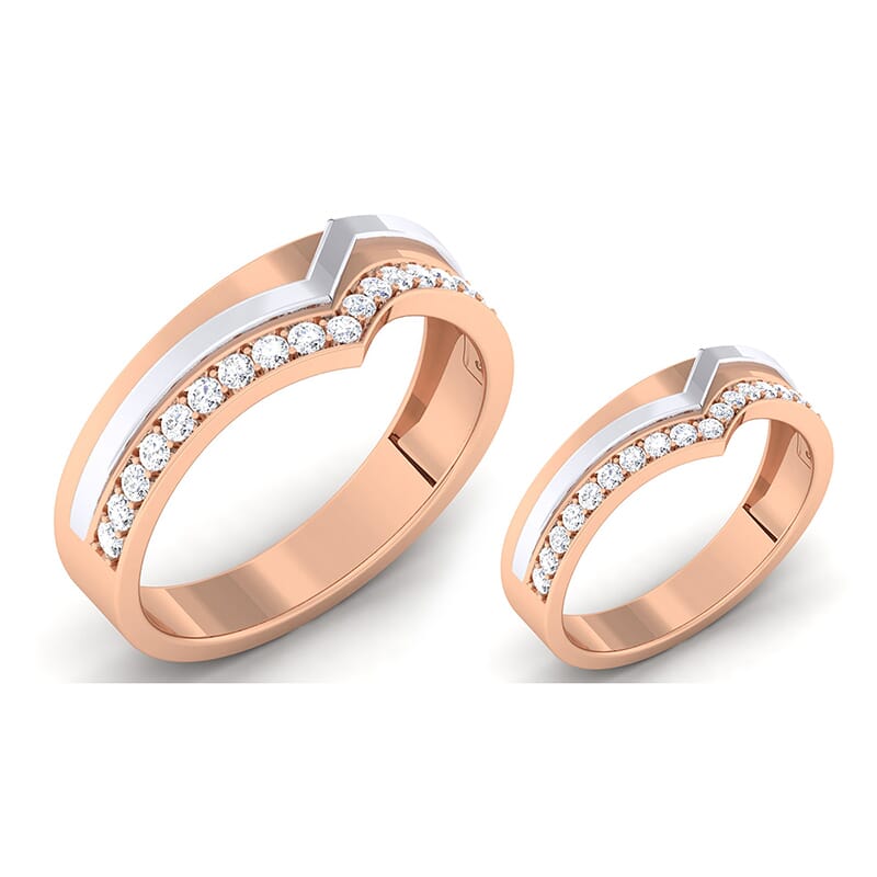 18K Gold and 0.60 Carat E Color and VS Clarity Diamond Couple Ring