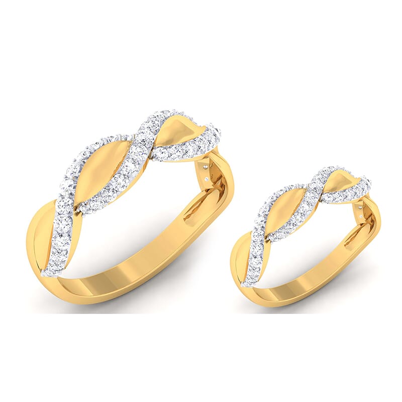 18K Gold and 1.03 Carat E Color and VS Clarity Diamond Couple Ring