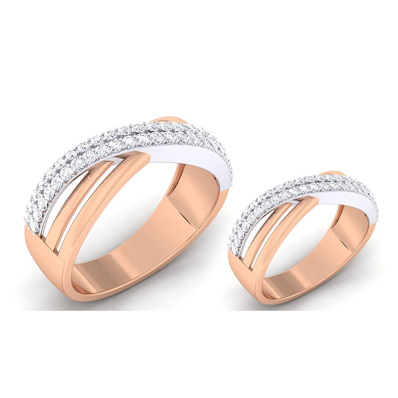 18K Gold and 1.19 Carat E Color and VS Clarity Diamond Couple Ring