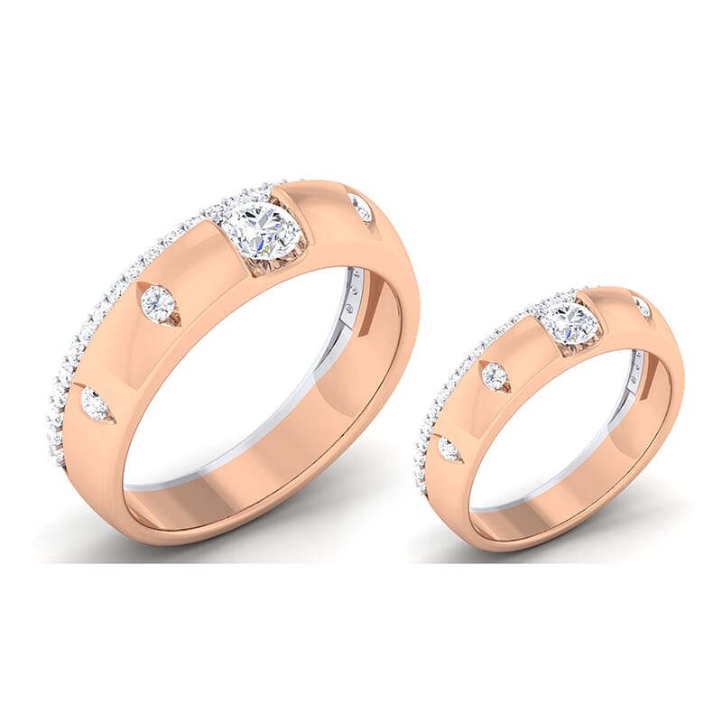 18K Gold and 1.44 Carat E Color and VS Clarity Diamond Couple Ring