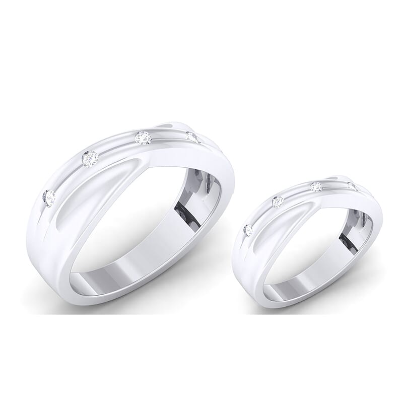 18K Gold and 0.33 Carat E Color and VS Clarity Diamond Couple Ring