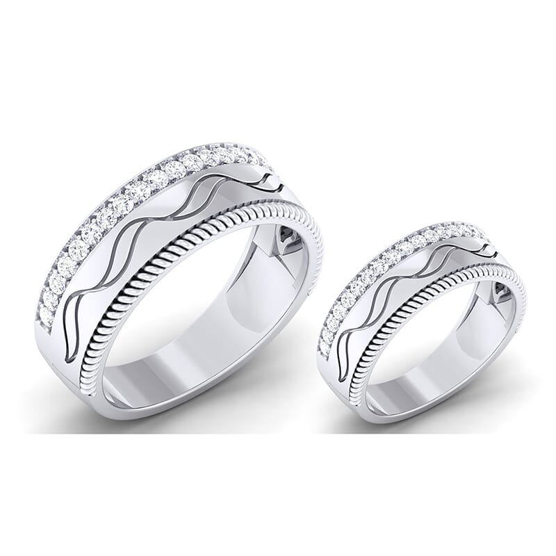 18K Gold and 0.65 Carat E Color and VS Clarity Diamond Couple Ring