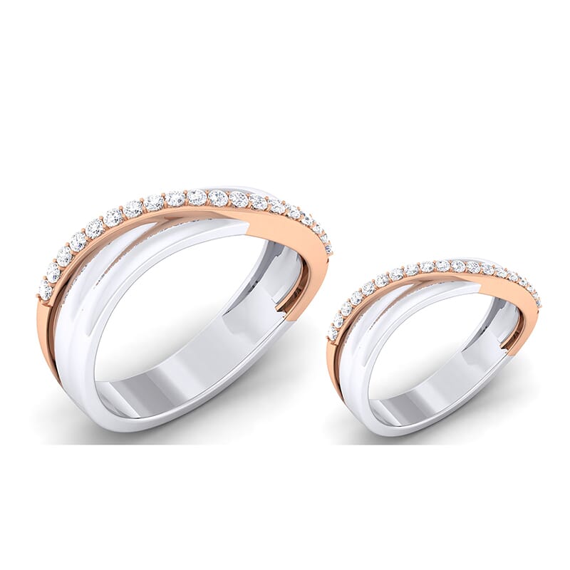 18K Gold and 0.56 Carat E Color and VS Clarity Diamond Couple Ring