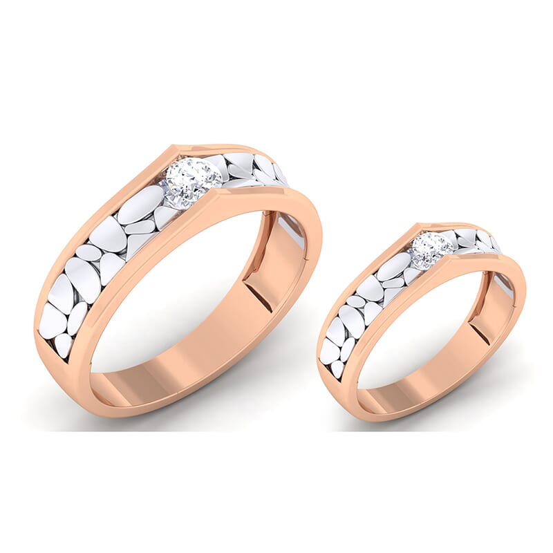 18K Gold and 0.57 Carat E Color and VS Clarity Diamond Couple Ring