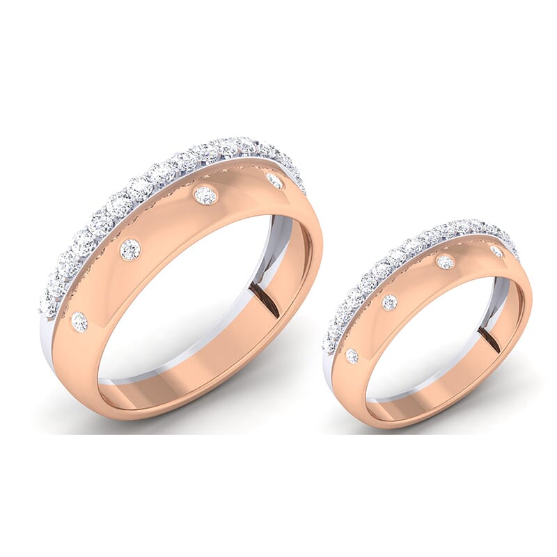 18K Gold and 1.03 Carat E Color and VS Clarity Diamond Couple Ring