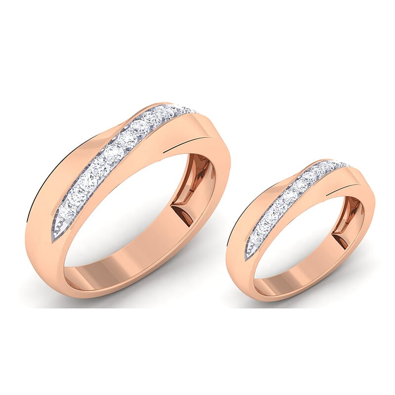 18K Gold and 0.63 Carat E Color and VS Clarity Diamond Couple Ring