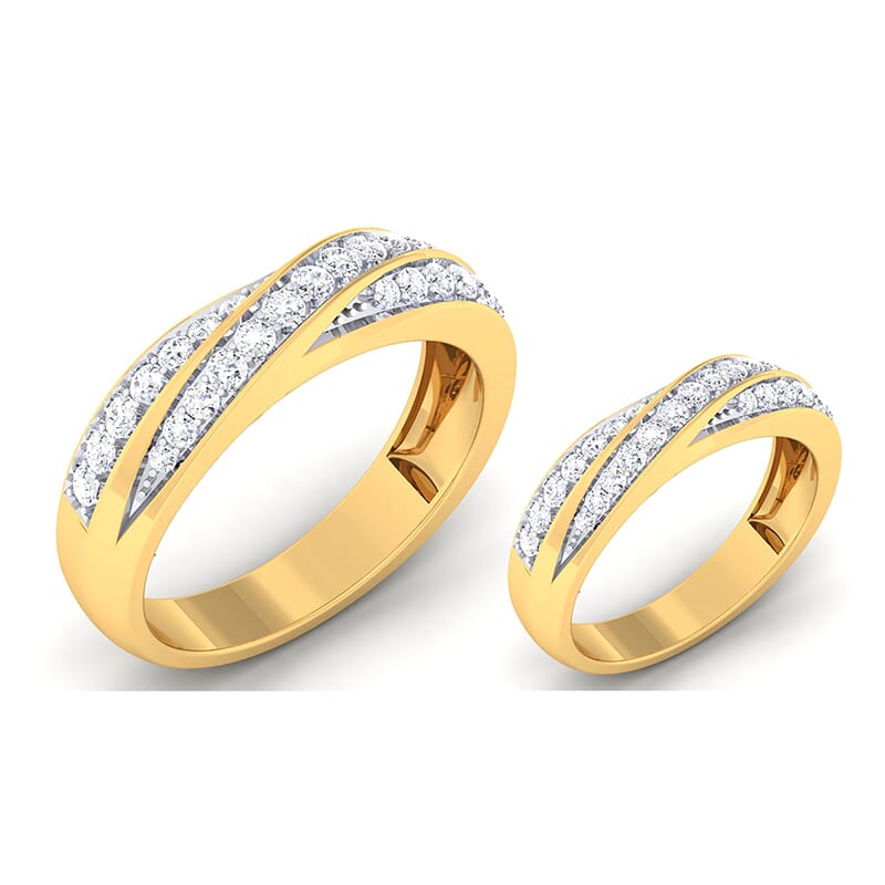 18K Gold and 1.13 Carat E Color and VS Clarity Diamond Couple Ring