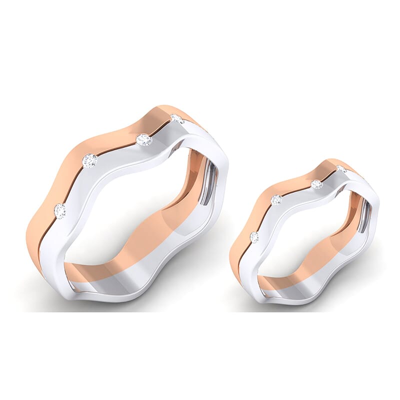 18K Gold and 0.26 Carat E Color and VS Clarity Diamond Couple Ring