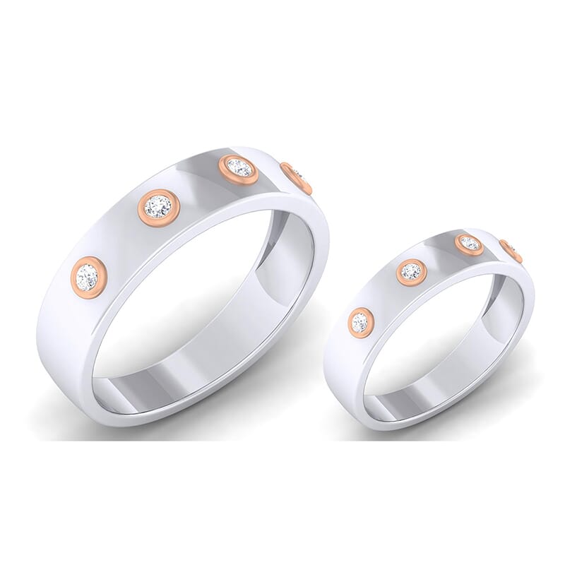 18K Gold and 0.20 Carat E Color and VS Clarity Diamond Couple Ring