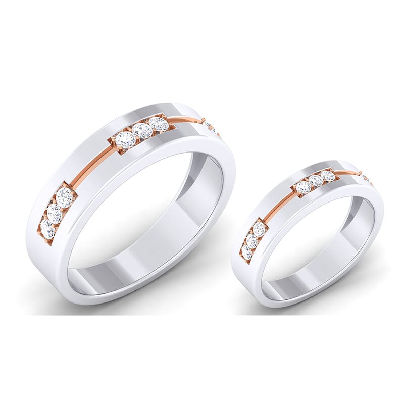 18K Gold and 0.46 Carat E Color and VS Clarity Diamond Couple Ring