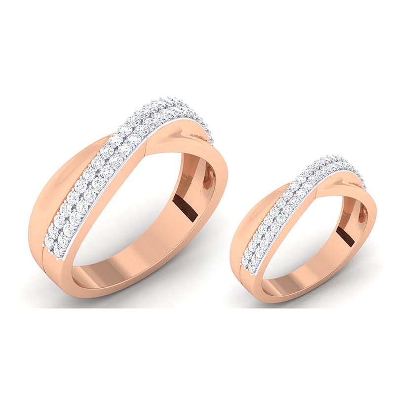 18K Gold and 1.02 Carat E Color and VS Clarity Diamond Couple Ring