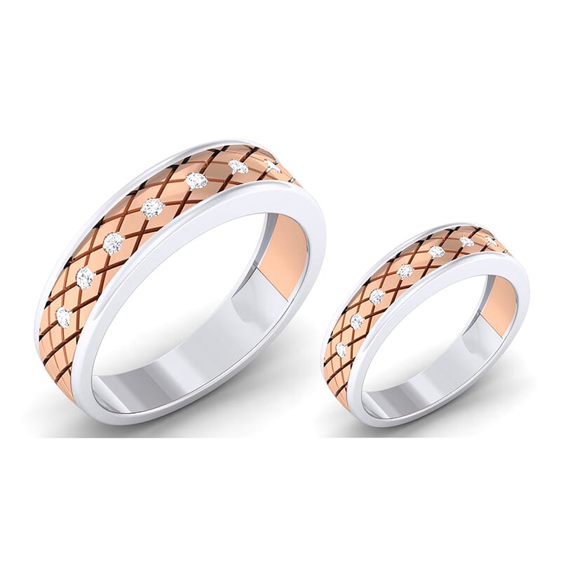 18K Gold and 0.43 Carat E Color and VS Clarity Diamond Couple Ring