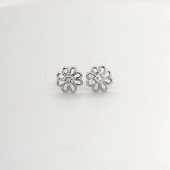 14KT Gold and 0.13 Ctw F/VS Flower Diamond Earrings