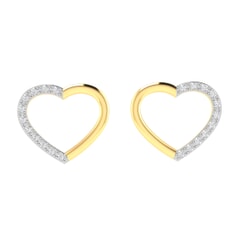 14K Gold and 0.17 carat Round Diamond Heart Earrings