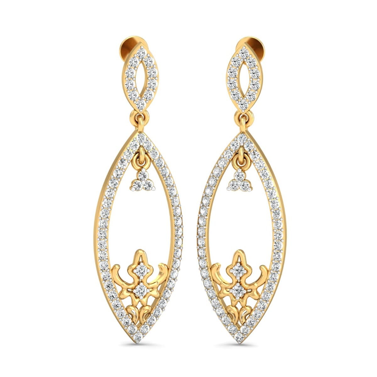 18KT Gold and 1.08 Carat Diamond Earrings