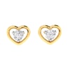 14K Gold and 0.14 carat Round Diamond Heart Earrings