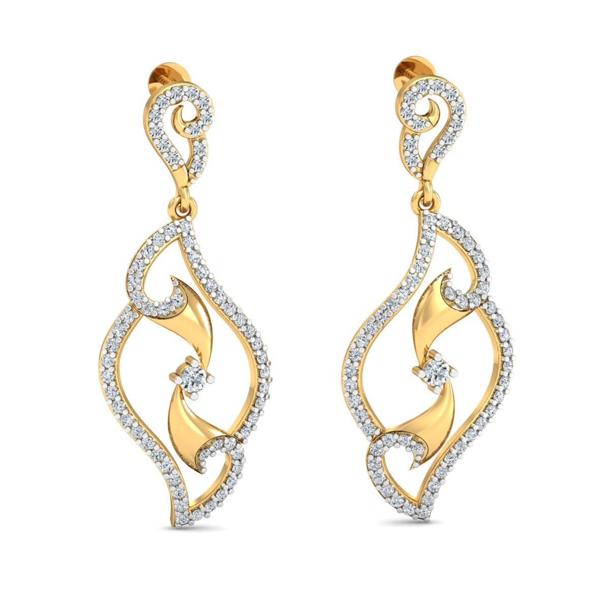 18KT Gold and 1.22 Carat Diamond Earrings