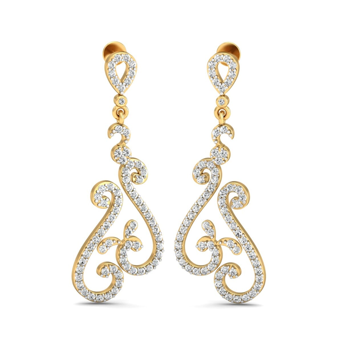 18KT Gold and 1.29 Carat Diamond Earrings