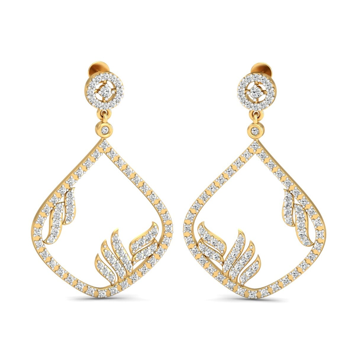18KT Gold and 1.46 Carat Diamond Earrings