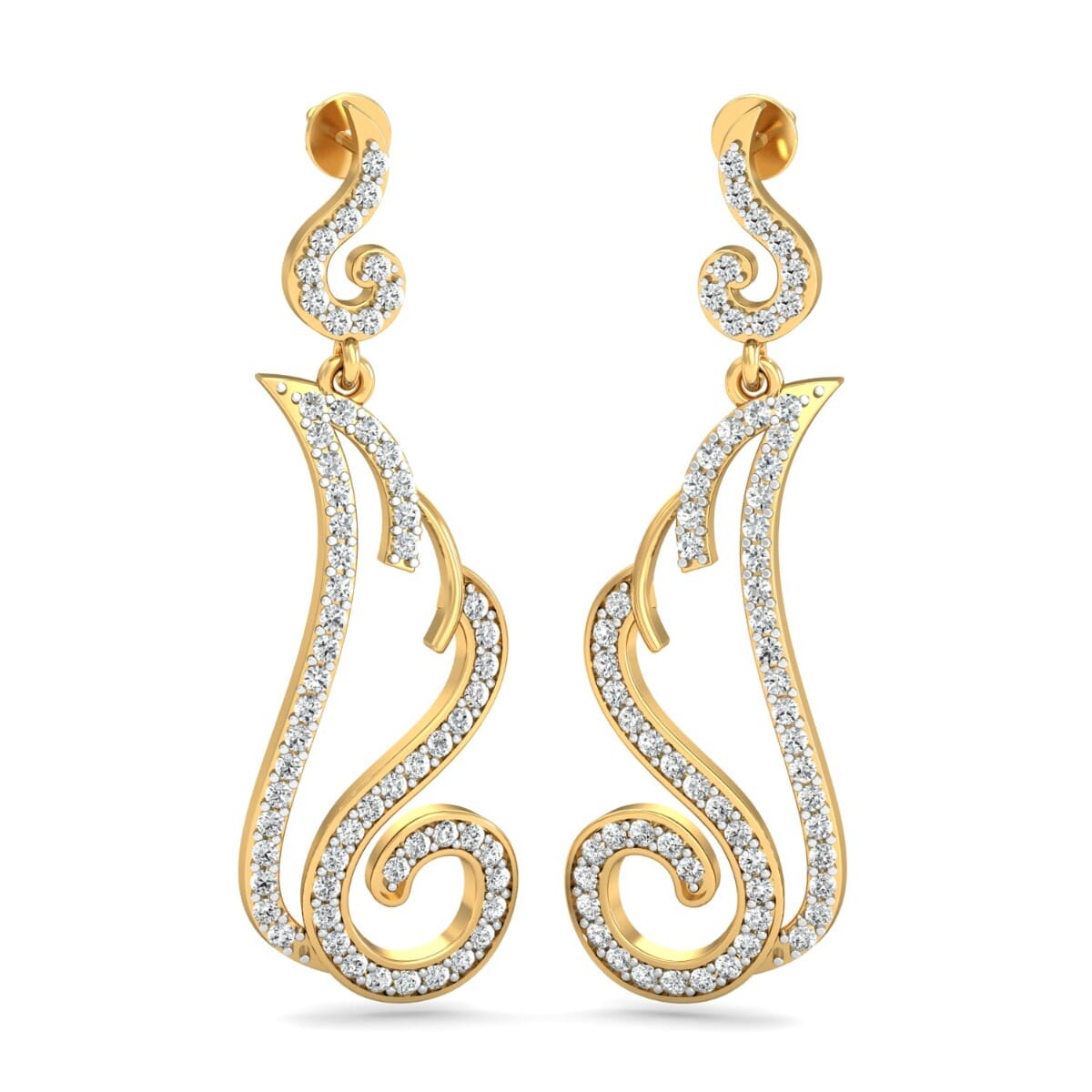 18KT Gold and 1.11 Carat Diamond Earrings