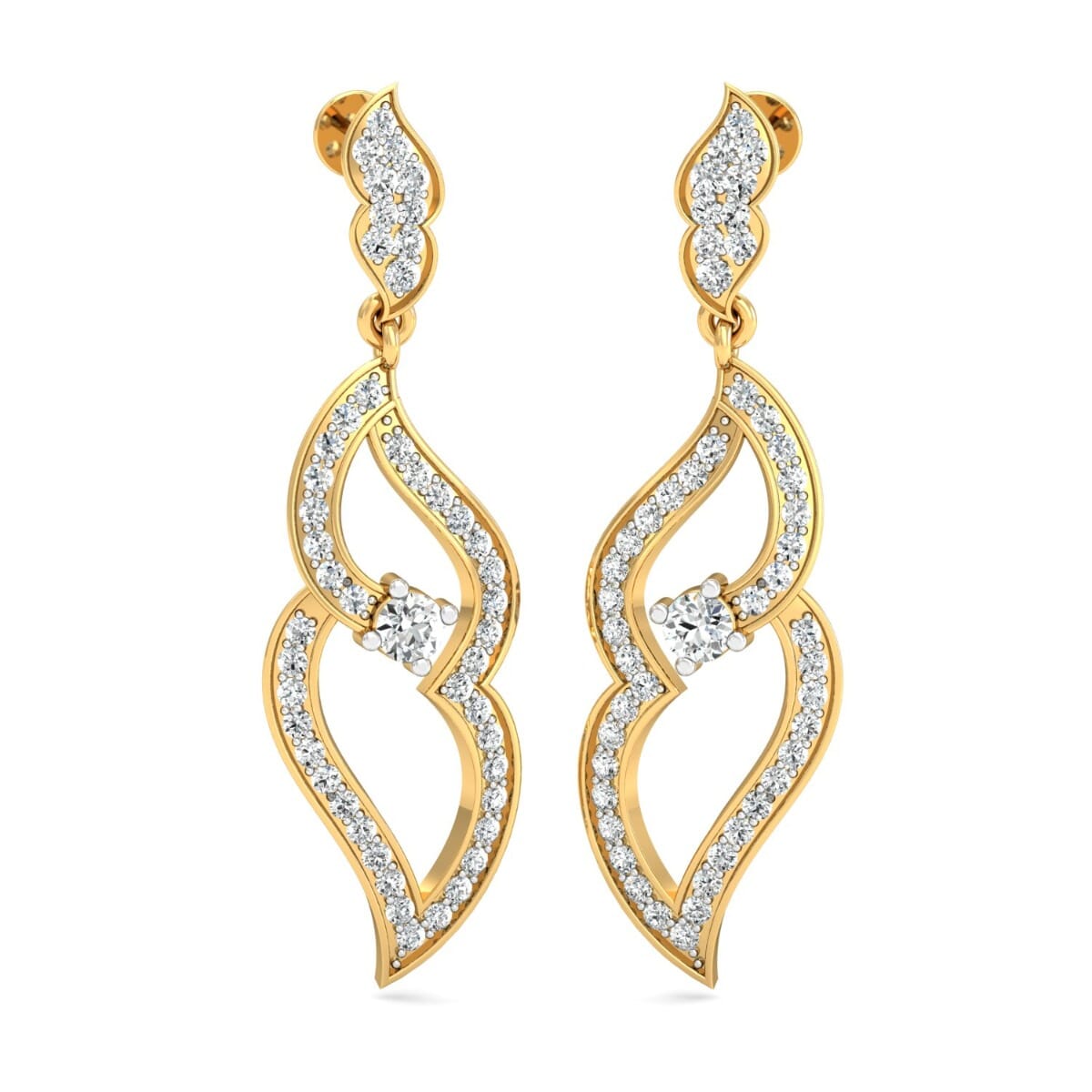 18KT Gold and 1.11 Carat Diamond Earrings