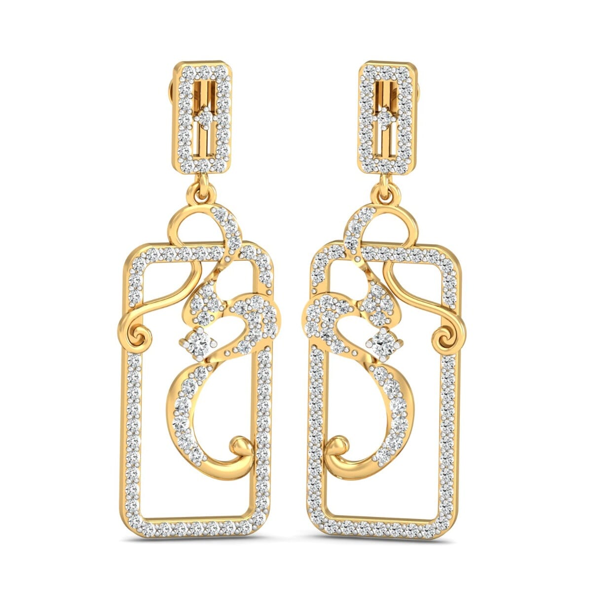 18KT Gold and 1.47 Carat Diamond Earrings