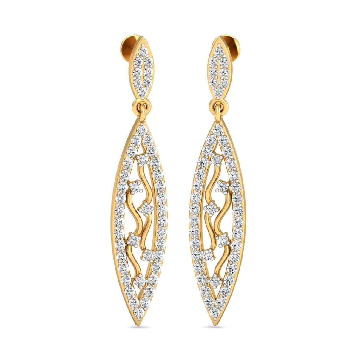 18KT Gold and 1.11 Carat Diamond Earrings