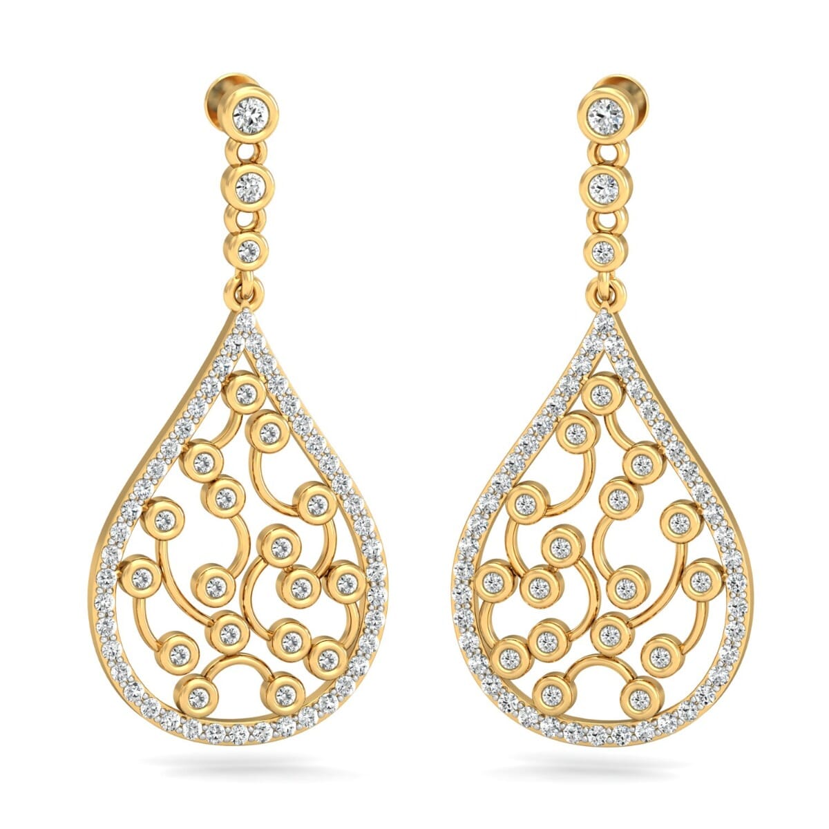 18KT Gold and 1.45 Carat Diamond Earrings